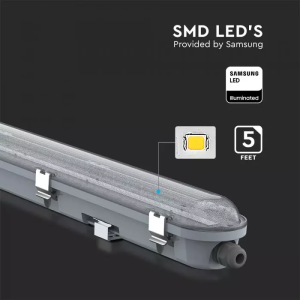 LED Waterproof Fitting M-SERIES 1500mm 48W 4000K Transperant SS Clip 120LM/W