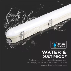 LED Waterproof Fitting M-SERIES 1500mm 48W 6400K Emergency Kit PC/PC SS Clip 120LM/W