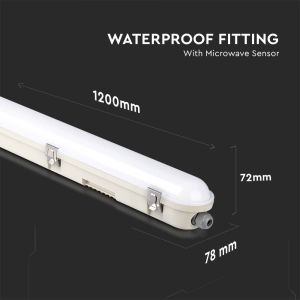 LED Waterproof Fitting SAMSUNG CHIP - 120CM 36W Sensor Milky Cover + SS Clips 6400K