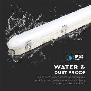 LED Waterproof Fitting SAMSUNG CHIP M-SERIES 1500mm 48W 6500K Emergency Kit PC/PC SS Clip 120LM/W