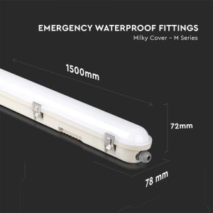 LED Waterproof Fitting SAMSUNG CHIP M-SERIES 1500mm 48W 6500K Emergency Kit PC/PC SS Clip 120LM/W