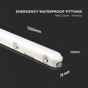 LED Waterproof Fitting SAMSUNG CHIP M-SERIES 1200mm 36W 6400K Emergency Kit PC/PC SS Clip 120LM/W