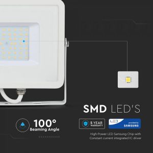 50W LED Floodlight SMD SAMSUNG CHIP White Body 6400K