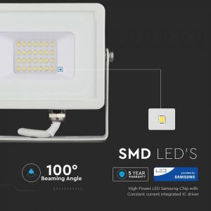 20W LED Floodlight SMD SAMSUNG CHIP White Body 6400K