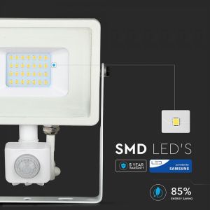 20W LED Sensor Floodlight SAMSUNG CHIP Cut-OFF Function White Body 4000K