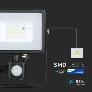 20W LED Sensor Floodlight SAMSUNG CHIP Cut-OFF Function Black Body 3000K