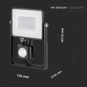 30W LED Sensor Floodlight SAMSUNG CHIP Cut-OFF Function Black Body 3000K