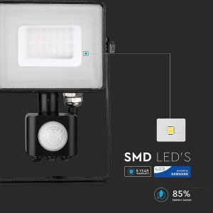 30W LED Sensor Floodlight SAMSUNG CHIP Cut-OFF Function Black Body 3000K