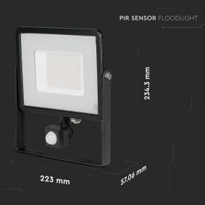 50W LED Sensor Floodlight SAMSUNG CHIP Cut-OFF Function Black Body 6400K