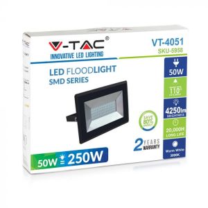 50W LED Floodlight SMD E-Series Black Body 3000K