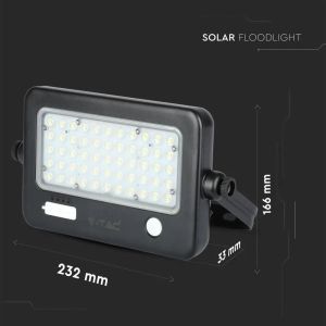 10W LED Solar Floodlight Detachable Black Body 4000K PIR Sensor IP 65