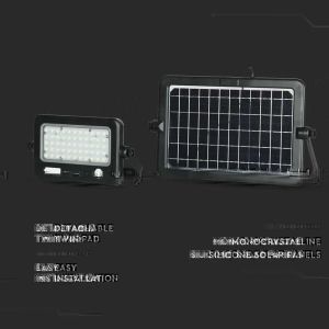 10W LED Solar Floodlight Detachable Black Body 4000K PIR Sensor IP 65