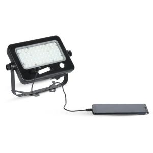 10W LED Solar Floodlight Detachable Black Body 4000K PIR Sensor IP 65