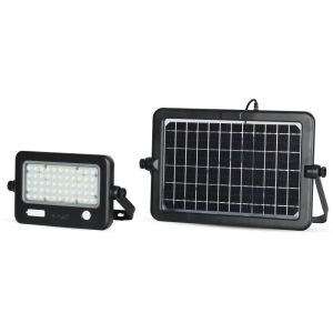 10W LED Solar Floodlight Detachable Black Body 4000K PIR Sensor IP 65