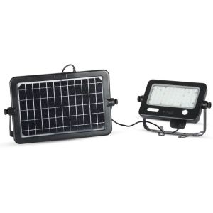 10W LED Solar Floodlight Detachable Black Body 4000K PIR Sensor IP 65