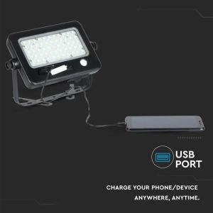 10W LED Solar Floodlight Detachable Black Body 4000K PIR Sensor IP 65