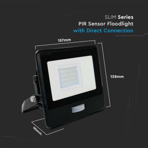 20W LED PIR Sensor Floodlight SAMSUNG CHIP Black Body 3000K