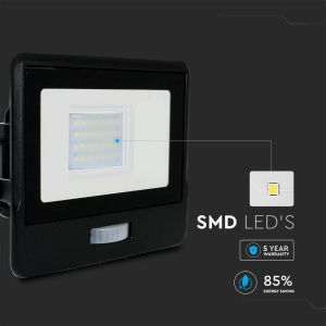 20W LED PIR Sensor Floodlight SAMSUNG CHIP Black Body 3000K