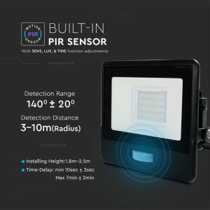 20W LED PIR Sensor Floodlight SAMSUNG CHIP Black Body 3000K