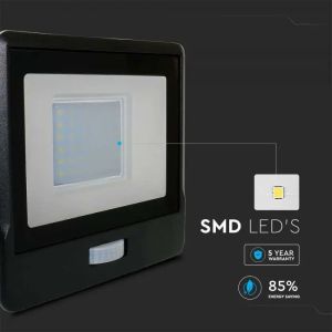 30W LED PIR Sensor Floodlight SAMSUNG CHIP Black Body 4000K