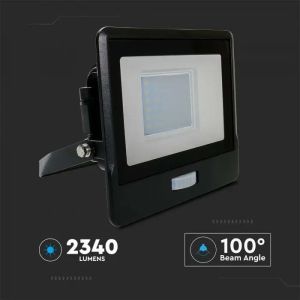 30W LED PIR Sensor Floodlight SAMSUNG CHIP Black Body 4000K