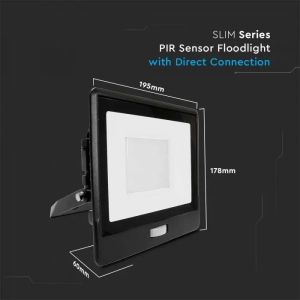 50W LED PIR Sensor Floodlight SAMSUNG CHIP Black Body 3000K