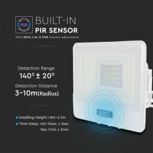 20W LED PIR Sensor Floodlight SAMSUNG CHIP White Body 6500K