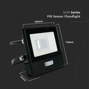 10W LED PIR Sensor Floodlight SAMSUNG CHIP Black Body 3000K 1M Cable