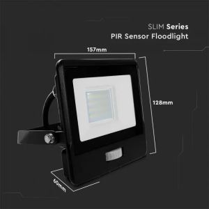 20W LED PIR Sensor Floodlight SAMSUNG CHIP Black Body 3000K 1M Cable