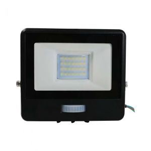 20W LED PIR Sensor Floodlight SAMSUNG CHIP Black Body 4000K 1M Cable