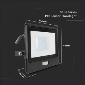 30W LED PIR Sensor Floodlight SAMSUNG CHIP Black Body 3000K 1M Cable