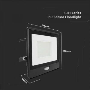 50W LED PIR Sensor Floodlight SAMSUNG CHIP Black Body 3000K 1M Cable