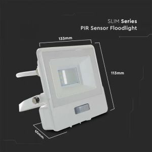 10W LED PIR Sensor Floodlight SAMSUNG CHIP White Body 6500K 1M Cable