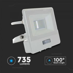 10W LED PIR Sensor Floodlight SAMSUNG CHIP White Body 6500K 1M Cable