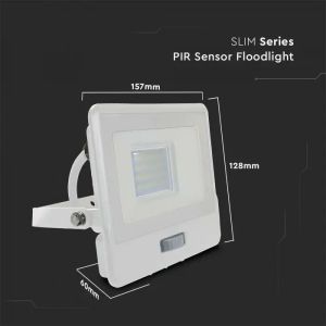 20W LED PIR Sensor Floodlight SAMSUNG CHIP White Body 4000K 1M Cable