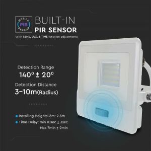 20W LED PIR Sensor Floodlight SAMSUNG CHIP White Body 4000K 1M Cable