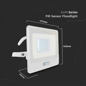 30W LED PIR Sensor Floodlight SAMSUNG CHIP White Body 6500K 1M Cable