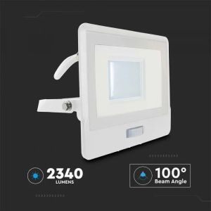 30W LED PIR Sensor Floodlight SAMSUNG CHIP White Body 6500K 1M Cable