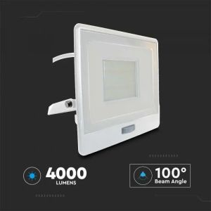 50W LED PIR Sensor Floodlight SAMSUNG CHIP White Body 3000K 1M Cable