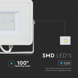 50W LED Floodlight SMD SAMSUNG CHIP White Body 3000K