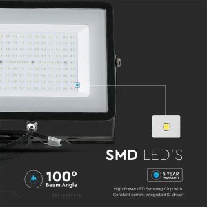 100W LED Floodlight SMD SAMSUNG CHIP G2 Black Body 6400K