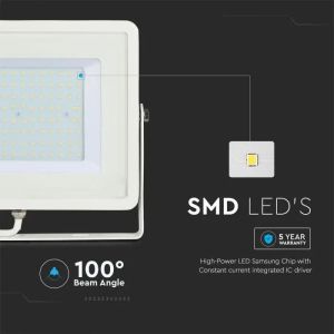 SKU 21415 100W LED Floodlight SMD SAMSUNG CHIP G2 White Body 3000K V-TAC