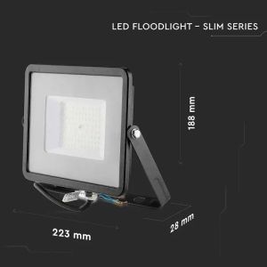 50W LED Floodlight SMD SAMSUNG CHIP G2 SLIM Black Body 4000K