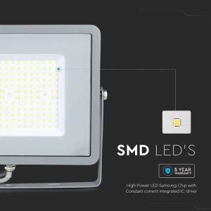 100W LED Floodlight SMD SAMSUNG CHIP G2 SLIM Grey Body 6500K