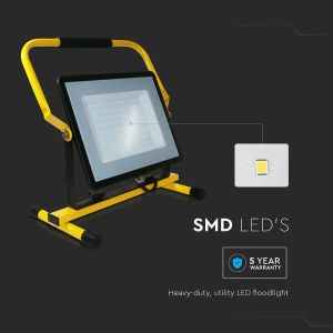 100W LED Floodlight SMD SAMSUNG CHIP G2 Black Body 4000K Hand Stand 3m Wire EU Plug