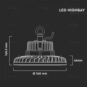 LED Highbay SAMSUNG CHIP - 100W ALU Black Body 120LM/W 6400K