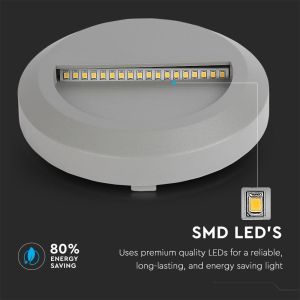 2W LED Step Light Grey Body Round 4000K