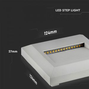 2W LED Step Light White Body Square 4000K