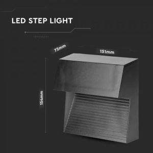 3W LED Step Light Black Body Square 3000k