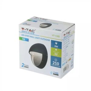 3W LED Step Light Black Body Round 3000k